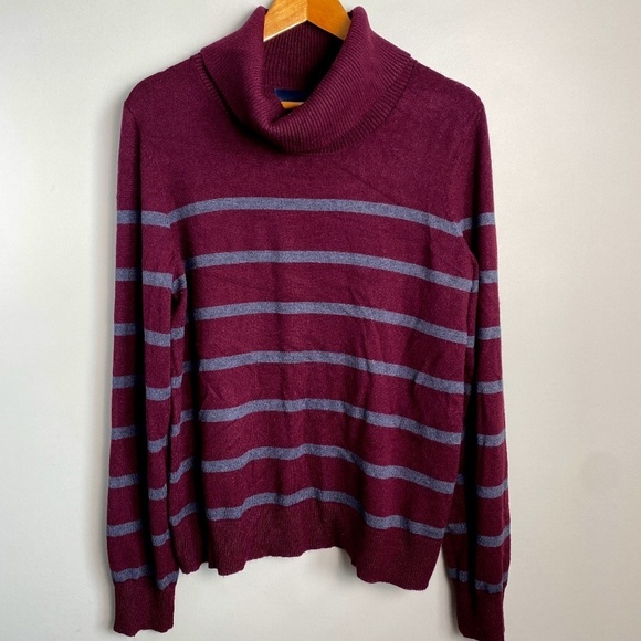 Calvin Klein Jeans Women's Burgundy Striped Turtleneck Sweater Size‎ X-Large - Picture 1 of 13